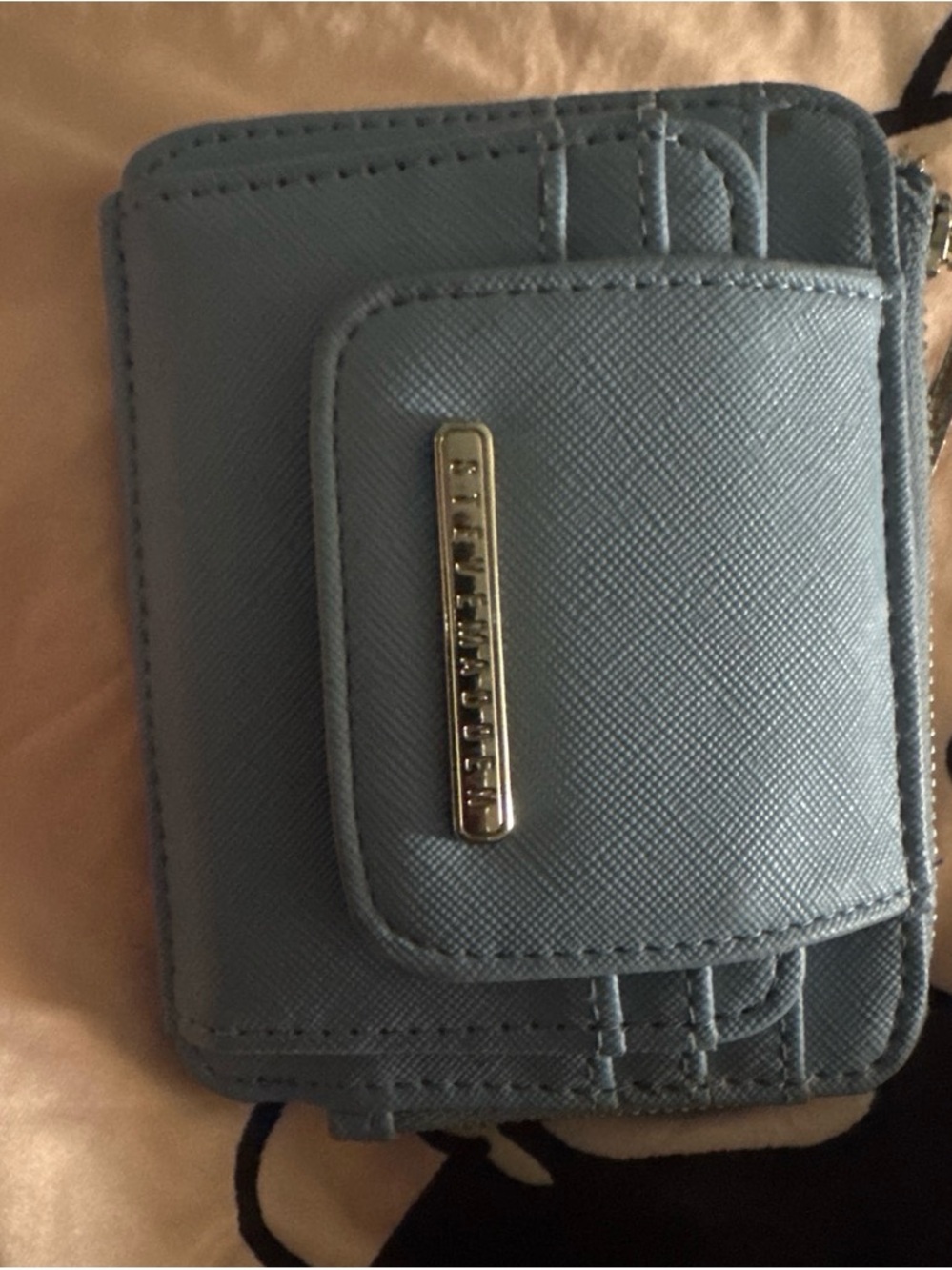 Steve Madden Light Blue Zip Wallet with Silver Accent